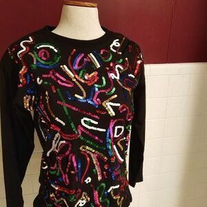 Vintage Sequined Pullover Shirt Size Small